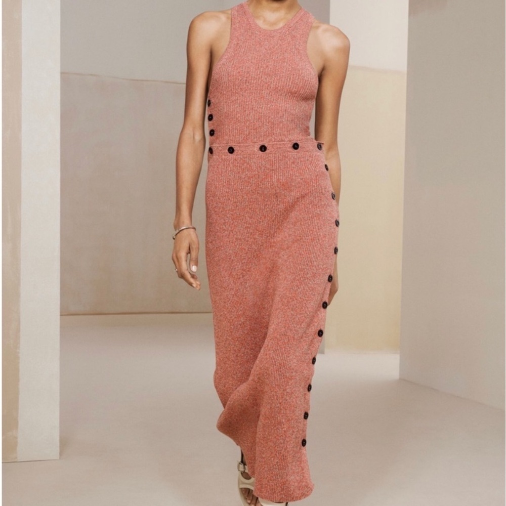 Zara SRPLS Ribbed Button Knit Dress